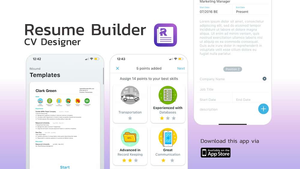 Resume Builder CV Designer Application